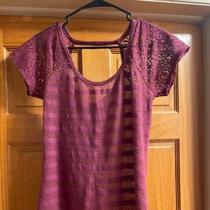 Maurices Women's Sheer Magenta Shirt, Size Small, Pre-owned